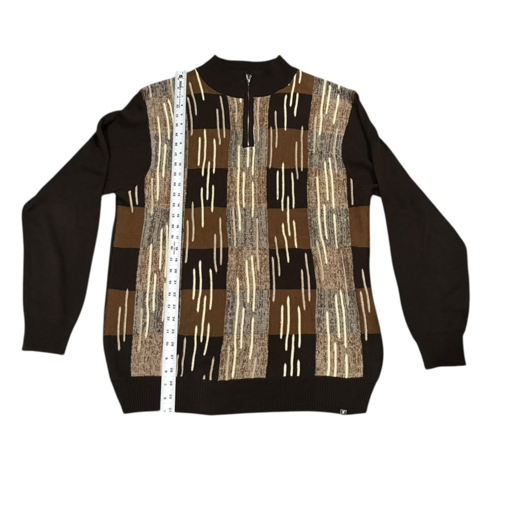 VTG Stacy Adam’s Brown and Tan Patchwork Sweater-size XL - Picture 3 of 5